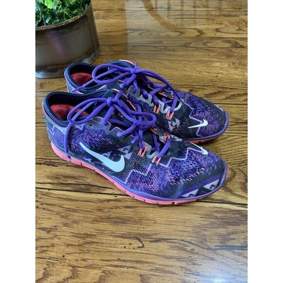 Nike Shoes - NIKE Free 5.0 TR Fit 4 Prnt Pur Blk Gry Pnk - Women's 5.5 - 629832-402